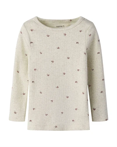Name It - NMFBerries Slim Langærmet Top - Peyote Melange